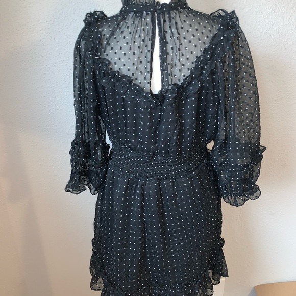 Walter Baker Black Polka Dot Ruffle Mini Dress Size Small - Picture 5 of 8